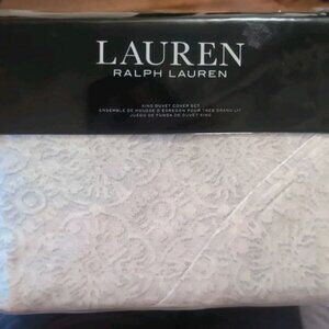 RALPH LAUREN Emilia Tonal Medallion Duvet Cover 3Pc Set King Grey